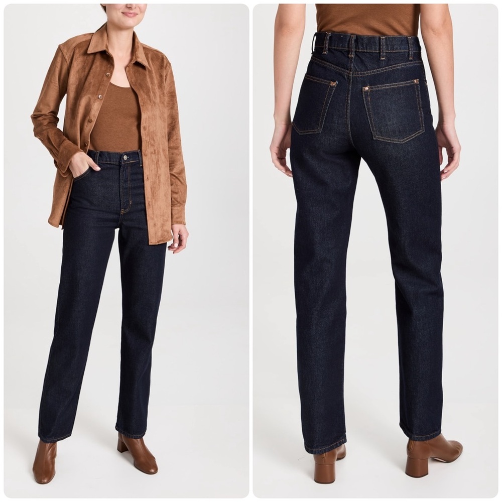 New! Reformation Cowboy High Rise Straight Long Jeans Dark Blue Denim 🤠 size 29 - Picture 2 of 16